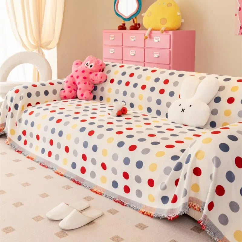 Dopamine Dots Sofa Cover Luxury Cat-Proof Couch Protector All-Season Stretchable Sofa Slipcover for Women Home Decor Living Room